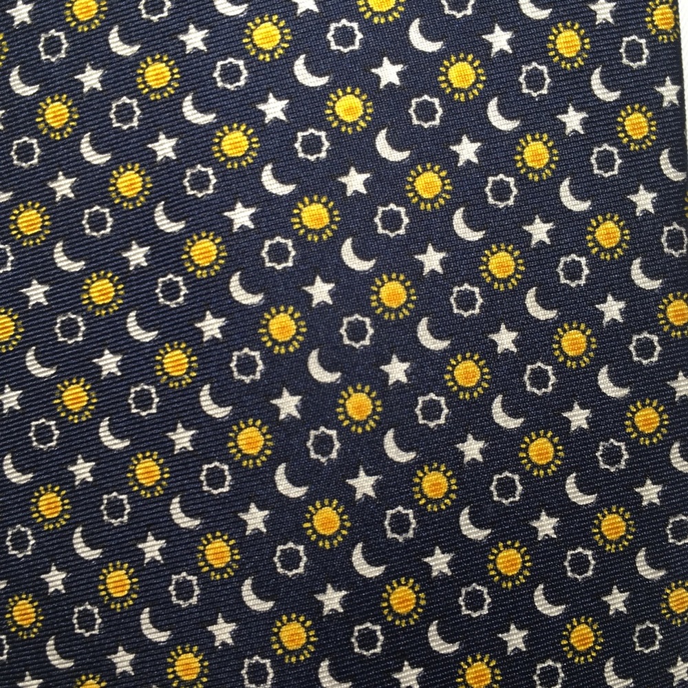 Brooks Brothers 346 Silk Blue Sun Moon & Stars Tie
